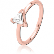 ROSE GOLD PVD COATED SURGICAL STEEL JEWELLED SEAMLESS RING - TRIANGLE PIERCING