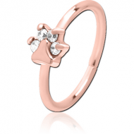 ROSE GOLD PVD COATED SURGICAL STEEL JEWELLED SEAMLESS RING - ANIMAL PAW