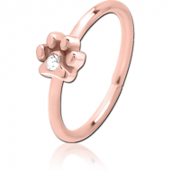 ROSE GOLD PVD COATED SURGICAL STEEL JEWELLED SEAMLESS RING - ANIMAL PAW CENTER GEM PIERCING
