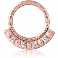 ROSE GOLD PVD COATED SURGICAL STEEL JEWELLED SEAMLESS RING PIERCING