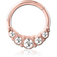 ROSE GOLD PVD COATED SURGICAL STEEL JEWELLED SEAMLESS RING PIERCING