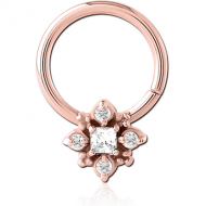 ROSE GOLD PVD COATED SURGICAL STEEL JEWELLED SEAMLESS RING PIERCING