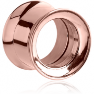 ROSE GOLD PVD COATED STAINLESS STEEL DOUBLE FLARED INTERNALLY THREADED TUNNEL PIERCING