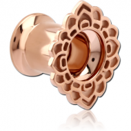 ROSE GOLD PVD COATED STAINLESS STEEL DOUBLE FLARED INTERNALLY THREADED TUNNEL PIERCING