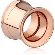 ROSE GOLD PVD COATED STAINLESS STEEL DOUBLE FLARED THREADED TUNNEL FOR REMOVABLE INSERT PIERCING