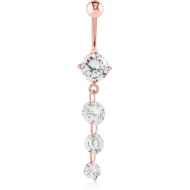 ROSE GOLD PVD COATED SURGICAL STEEL ROUND PRONG SET PIERCING