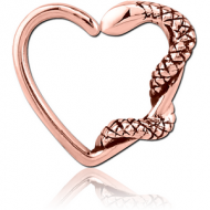 ROSE GOLD PVD COATED SURGICAL STEEL OPEN HEART SEAMLESS RING PIERCING