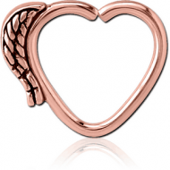 ROSE GOLD PVD COATED SURGICAL STEEL OPEN HEART SEAMLESS RING PIERCING