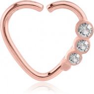 ROSE GOLD PVD COATED SURGICAL STEEL OPEN HEART SEAMLESS RING PIERCING