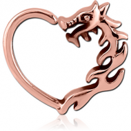 ROSE GOLD PVD COATED SURGICAL STEEL OPEN HEART SEAMLESS RING PIERCING