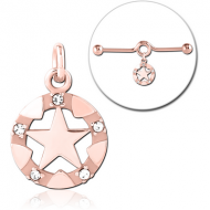 ROSE GOLD PVD COATED SURGICAL STEEL JEWELLED CHARM FOR INDUSTRIAL BARBELL PIERCING
