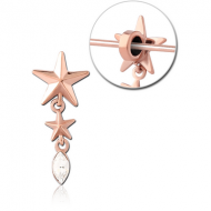 ROSE GOLD PVD COATED SURGICAL STEEL SLIDING JEWELLED CHARM FOR INDUSTRIAL BARBELL PIERCING