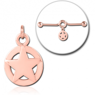 ROSE GOLD PVD COATED SURGICAL STEEL CHARM FOR INDUSTRIAL BARBELL PIERCING