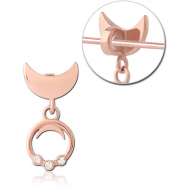 ROSE GOLD PVD COATED SURGICAL STEEL SLIDING JEWELLED CHARM FOR INDUSTRIAL BARBELL PIERCING