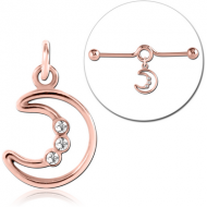 ROSE GOLD PVD COATED SURGICAL STEEL JEWELLED CHARM FOR INDUSTRIAL BARBELL PIERCING