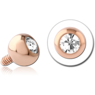 ROSE GOLD PVD COATED SURGICAL STEEL HIGH END CRYSTAL JEWELLED BALL FOR 1.6MM INTERNALLY THREADED PIN PIERCING