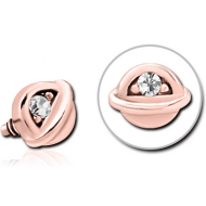 ROSE GOLD PVD COATED SURGICAL STEEL JEWELLED ATTACHMENT FOR 1.6MM INTERNALLY THREADED PINS - HALF OPEN EYE PIERCING