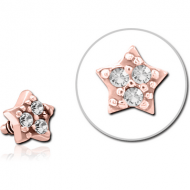 ROSE GOLD PVD COATED SURGICAL STEEL JEWELLED ATTACHMENT FOR 1.6MM INTERNALLY THREADED PINS - STAR PRONGS PIERCING