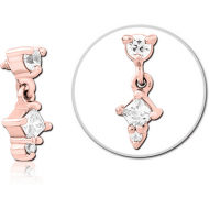 ROSE GOLD PVD COATED SURGICAL STEEL JEWELLED MICRO ATTACHMENT FOR 1.6MM INTERNALLY THREADED PINS PIERCING