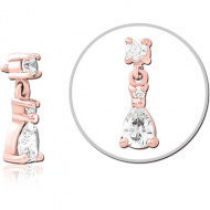 ROSE GOLD PVD COATED SURGICAL STEEL JEWELLED MICRO ATTACHMENT FOR 1.6MM INTERNALLY THREADED PINS PIERCING