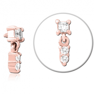 ROSE GOLD PVD COATED SURGICAL STEEL JEWELLED MICRO ATTACHMENT FOR 1.6MM INTERNALLY THREADED PINS PIERCING