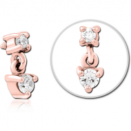 ROSE GOLD PVD COATED SURGICAL STEEL JEWELLED MICRO ATTACHMENT FOR 1.6MM INTERNALLY THREADED PINS PIERCING