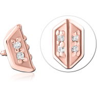 ROSE GOLD PVD COATED SURGICAL STEEL JEWELLED ATTACHMENT FOR 1.6MM INTERNALLY THREADED PINS PIERCING