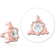 ROSE GOLD PVD COATED SURGICAL STEEL JEWELLED ATTACHMENT FOR 1.6MM INTERNALLY THREADED PINS PIERCING