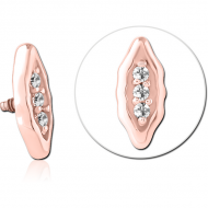 ROSE GOLD PVD COATED SURGICAL STEEL JEWELLED ATTACHMENT FOR 1.6MM INTERNALLY THREADED PINS PIERCING