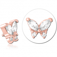 ROSE GOLD PVD COATED SURGICAL STEEL JEWELLED ATTACHMENT FOR 1.6MM INTERNALLY THREADED PINS PIERCING