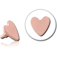 ROSE GOLD PVD COATED SURGICAL STEEL HEART FOR 1.2MM INTERNALLY THREADED PINS PIERCING