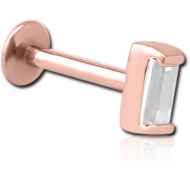 ROSE GOLD PVD COATED SURGICAL STEEL INTERNALLY THREADED JEWELLED MICRO LABRET PIERCING