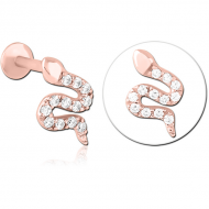 ROSE GOLD PVD COATED SURGICAL STEEL INTERNALLY THREADED JEWELLED MICRO LABRET PIERCING
