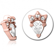 ROSE GOLD PVD COATED SURGICAL STEEL JEWELLED MICRO ATTACHMENT FOR 1.2MM INTERNALLY THREADED PINS PIERCING