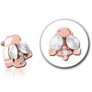 ROSE GOLD PVD COATED SURGICAL STEEL JEWELLED MICRO ATTACHMENT FOR 1.2MM INTERNALLY THREADED PINS PIERCING