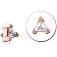 ROSE GOLD PVD COATED SURGICAL STEEL JEWELLED MICRO ATTACHMENT FOR 1.2MM INTERNALLY THREADED PINS - TRIANGLE PIERCING