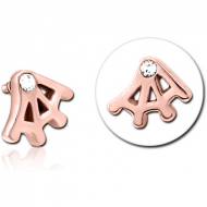 ROSE GOLD PVD COATED SURGICAL STEEL JEWELLED MICRO ATTACHMENT FOR 1.2MM INTERNALLY THREADED PINS PIERCING