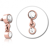 ROSE GOLD PVD COATED SURGICAL STEEL JEWELLED MICRO ATTACHMENT FOR 1.2MM INTERNALLY THREADED PINS