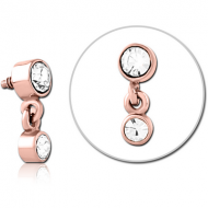 ROSE GOLD PVD COATED SURGICAL STEEL JEWELLED MICRO ATTACHMENT FOR 1.2MM INTERNALLY THREADED PINS PIERCING