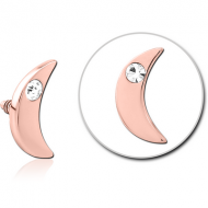 ROSE GOLD PVD COATED SURGICAL STEEL JEWELLED MICRO ATTACHMENT FOR 1.2MM INTERNALLY THREADED PINS - CRESCENT PIERCING