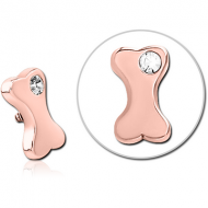 ROSE GOLD PVD COATED SURGICAL STEEL JEWELLED MICRO ATTACHMENT FOR 1.2MM INTERNALLY THREADED PINS - BONE PIERCING