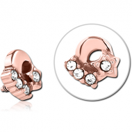 ROSE GOLD PVD COATED SURGICAL STEEL JEWELLED MICRO ATTACHMENT FOR 1.2MM INTERNALLY THREADED PINS - CRESCENT AND STAR PIERCING