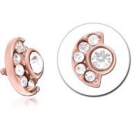 ROSE GOLD PVD COATED SURGICAL STEEL JEWELLED MICRO ATTACHMENT FOR 1.2MM INTERNALLY THREADED PINS PIERCING