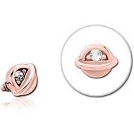 ROSE GOLD PVD COATED SURGICAL STEEL JEWELLED MICRO ATTACHMENT FOR 1.2MM INTERNALLY THREADED PINS - HALF OPEN EYE PIERCING