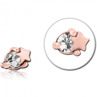 ROSE GOLD PVD COATED SURGICAL STEEL JEWELLED MICRO ATTACHMENT FOR 1.2MM INTERNALLY THREADED PINS - STAR AND GEM PIERCING