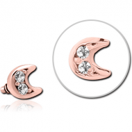 ROSE GOLD PVD COATED SURGICAL STEEL JEWELLED MICRO ATTACHMENT FOR 1.2MM INTERNALLY THREADED PINS - CRESCENT PRONGS PIERCING