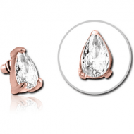 ROSE GOLD PVD COATED SURGICAL STEEL JEWELLED MICRO ATTACHMENT FOR 1.2MM INTERNALLY THREADED PINS - DROP PIERCING