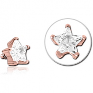 ROSE GOLD PVD COATED SURGICAL STEEL JEWELLED MICRO ATTACHMENT FOR 1.2MM INTERNALLY THREADED PINS - STAR PIERCING
