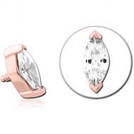 ROSE GOLD PVD COATED SURGICAL STEEL JEWELLED MICRO ATTACHMENT FOR 1.2MM INTERNALLY THREADED PINS PIERCING