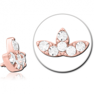 ROSE GOLD PVD COATED SURGICAL STEEL JEWELLED MICRO ATTACHMENT FOR 1.2MM INTERNALLY THREADED PINS PIERCING